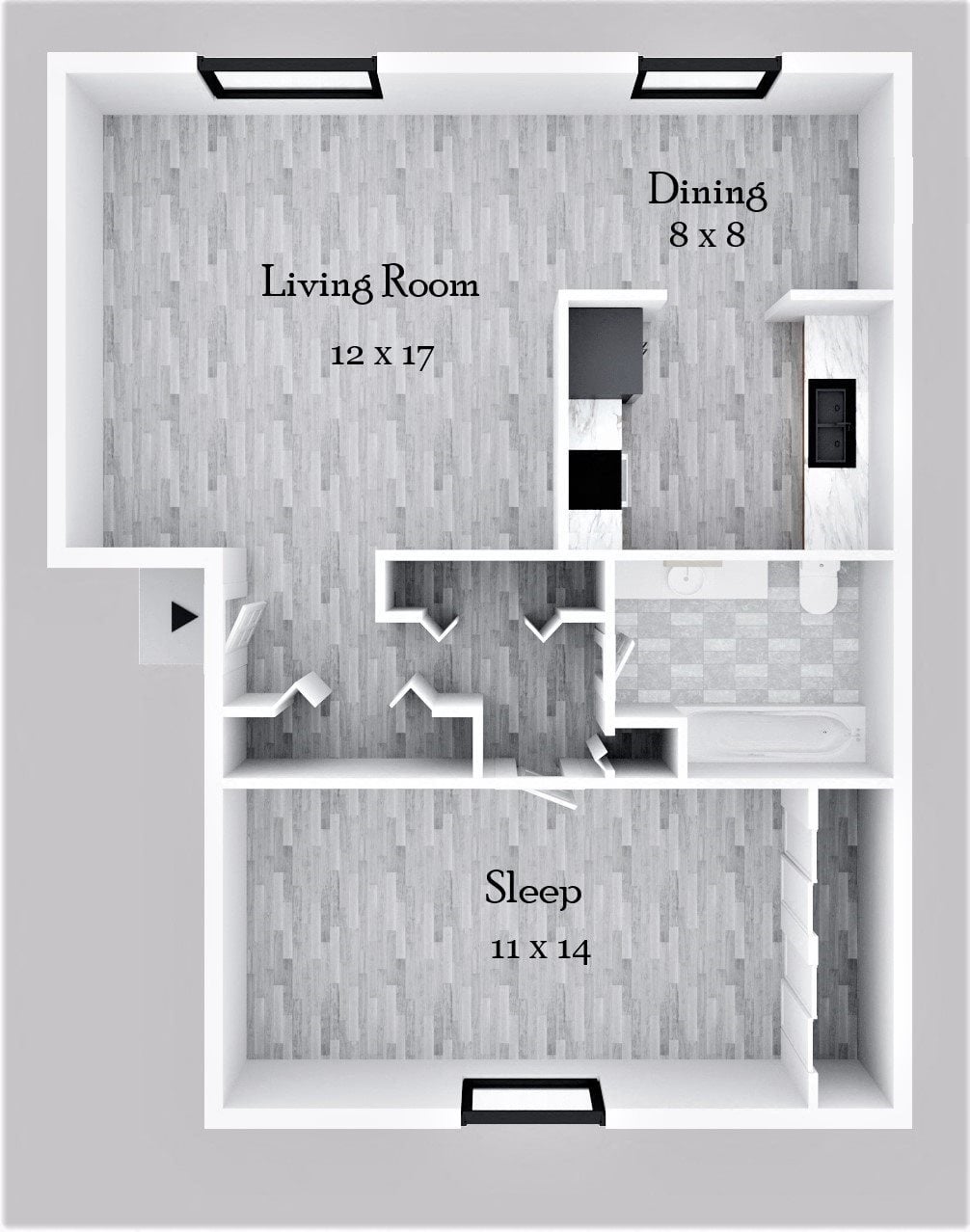 One Bedroom One Bath floor plan